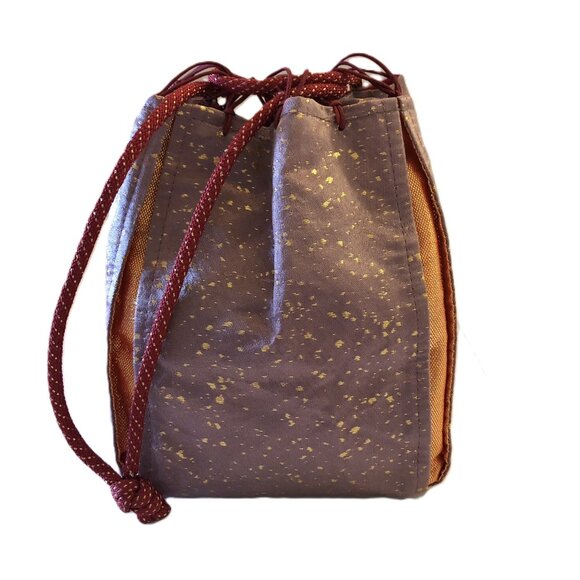 Japanese Drawstring Pouch Bag Yukata Accessory Purple Orange Gold Red String - Picture 2 of 13